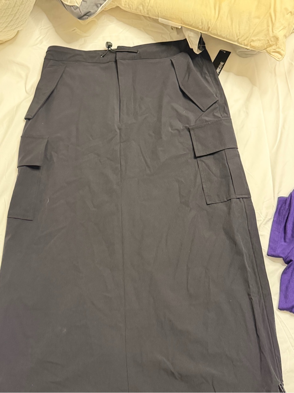 Women’s Black Utility Cargo Midi Skirt